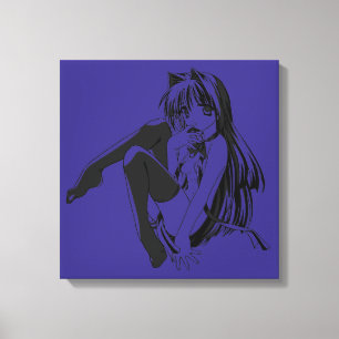 Manga, Neko Katzenmädchen Furry Kawaii Loli Leinwanddruck