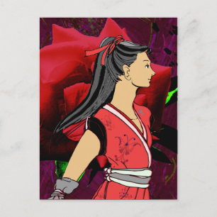 MANGA NINJA Girl Postkarte