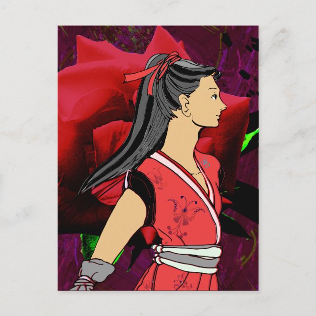 MANGA NINJA Girl Postkarte (Vorderseite)