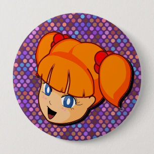 Manga Rot-Mädchen Button