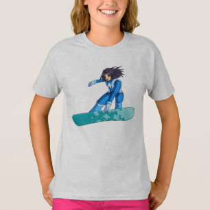 Manga Snowboarder-Mädchen T-Shirt