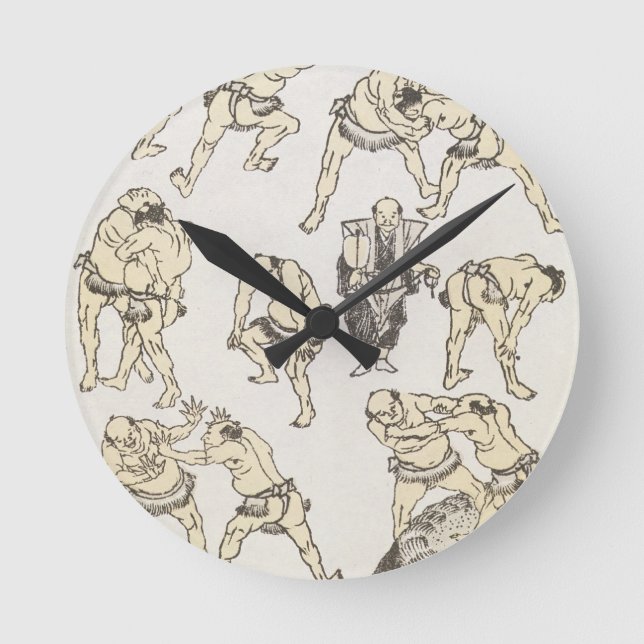 Manga: Studien von Gesten und Lagen des Wringens Runde Wanduhr (Vorderseite)