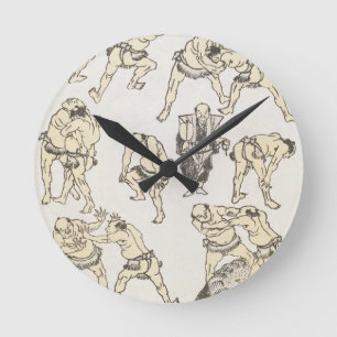 Manga: studies of gestures and postures of wrestle runde wanduhr