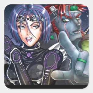 Manga Warriors Quadratischer Aufkleber