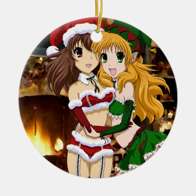 Manga Weihnachten Keramik Ornament (Vorne)