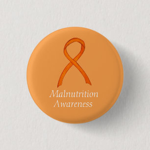 Mangelernährung Orange Awareness Ribbon Custom But Button