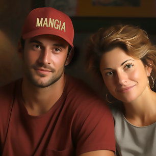 Mangia (Eat), italienische bestickte Kappe