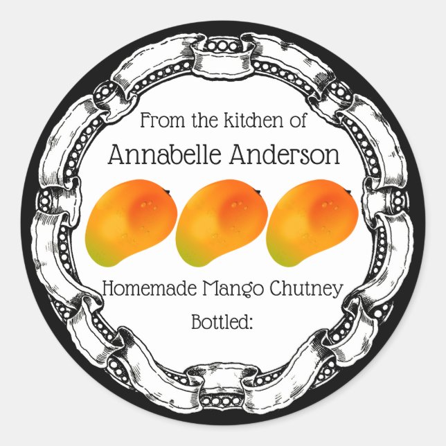 Mango Chutney Label personalisieren Runder Aufkleber (Vorderseite)