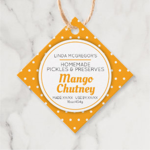Mango-Chutney Orangen-Konfitüre Glas Produktetiket Geschenkanhänger