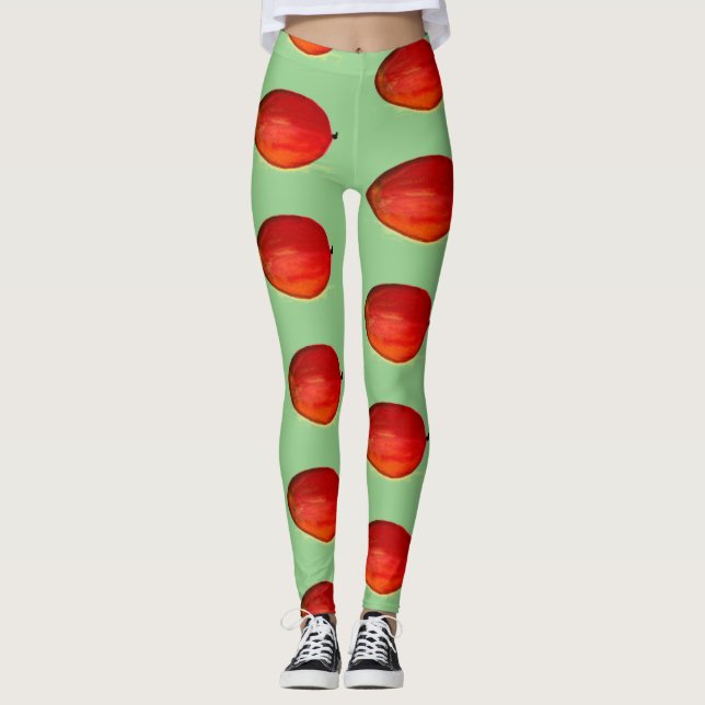 Mango Frucht Aquarellgrün Lebensmittel Tropisches  Leggings (Vorderseite)