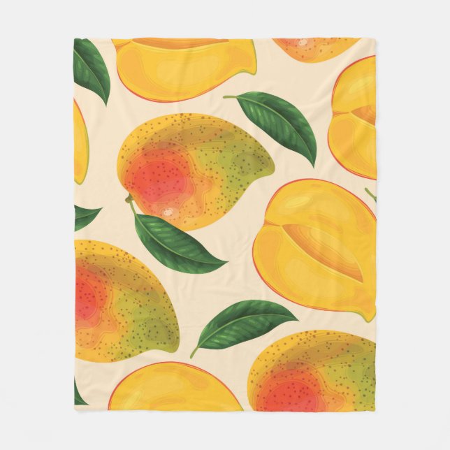 Mango Frucht Nahtloses Muster Fleecedecke (Vorderseite)