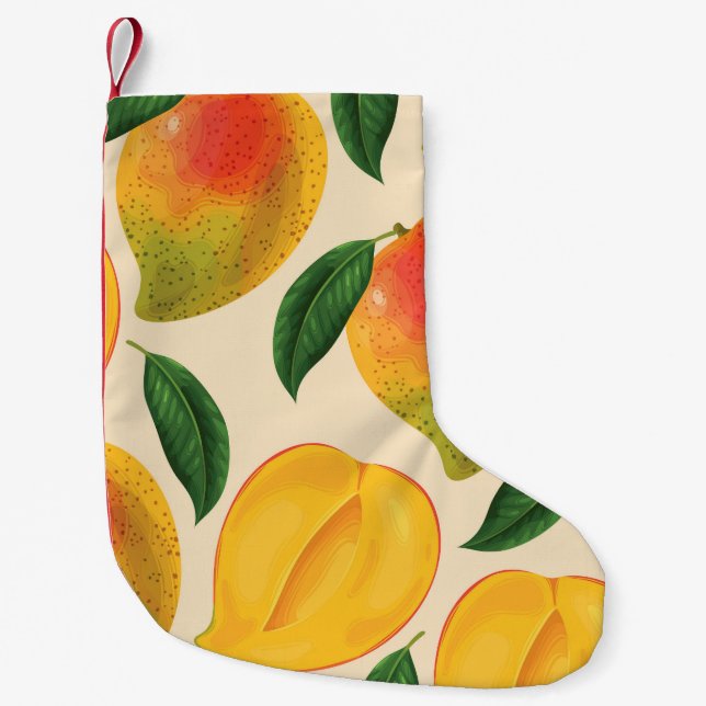Mango Frucht Nahtloses Muster Kleiner Weihnachtsstrumpf (Vorderseite)