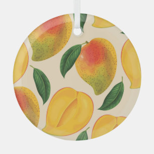 Mango Frucht Nahtloses Muster Ornament Aus Glas