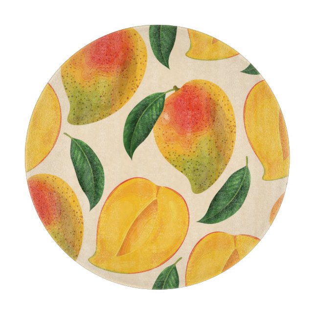 Mango Frucht Nahtloses Muster Schneidebrett (Vorderseite)