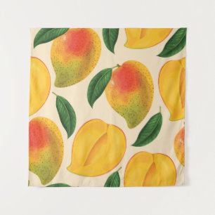 Mango Frucht Nahtloses Muster Wandteppich