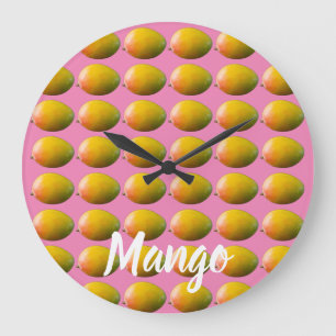 Mango Fruchtmuster für Vegetarier und Vegan Große Wanduhr