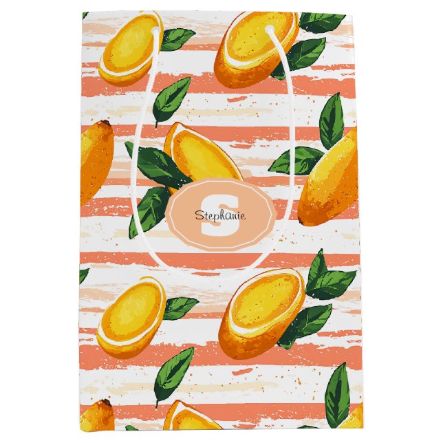 Mango Fruit Muster mit grünen Blätter Mittlere Geschenktüte (Vorderseite)