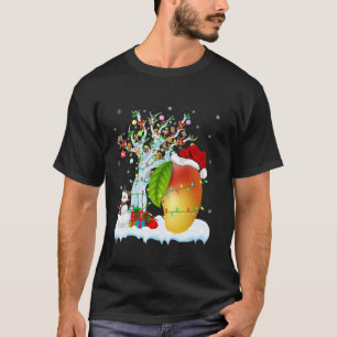 Mango Fruit Xmas Lighting Tree Weihnachtsmannmütze T-Shirt