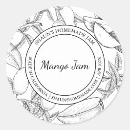 Mango Jam Sketch Modern Label Runder Aufkleber