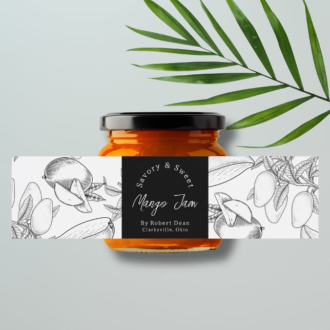 Mango-Jam-Wrap-around-Label für Sketch-Homemade Wasserflaschenetikett (Von Creator hochgeladen)