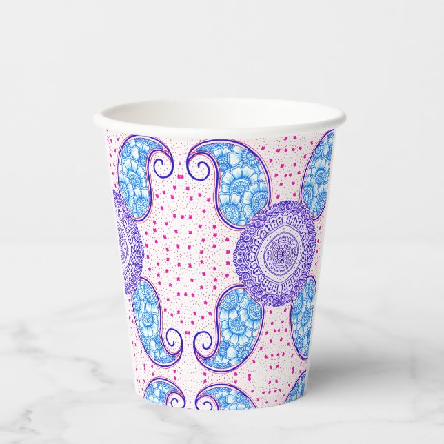 Mango Mandala Delight: Artful Paper Cup Pappbecher (Vorderseite)