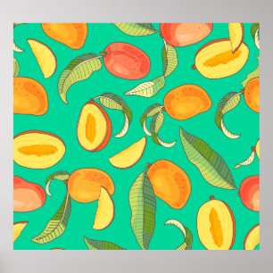 Mango Medley: tropisches Fruchtmuster Poster