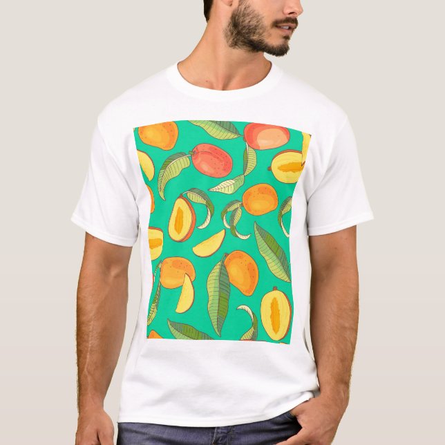 Mango Medley: tropisches Fruchtmuster T-Shirt (Vorderseite)