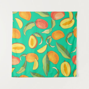 Mango Medley: tropisches Fruchtmuster Wandteppich