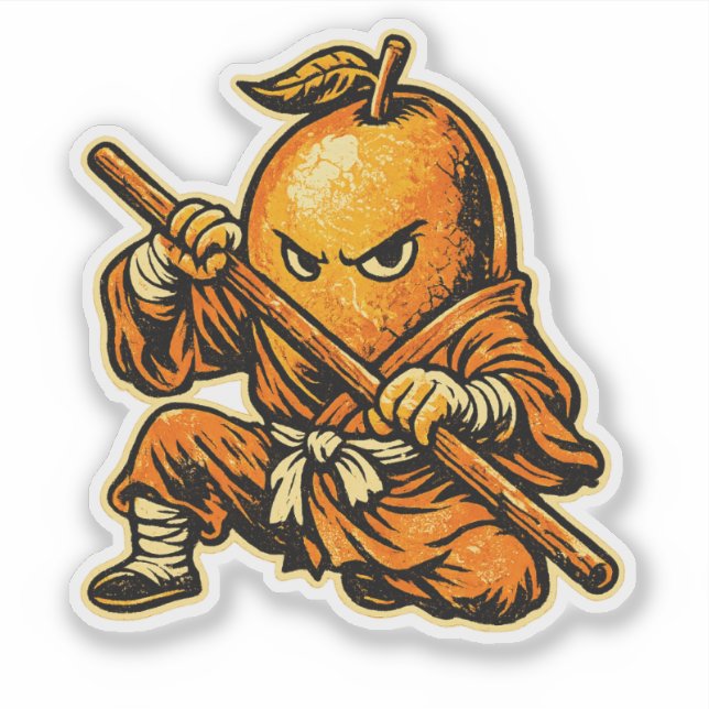 Mango Monk — Funny Tropical Fruit Shaolin Warrior  Aufkleber (Vorderseite)
