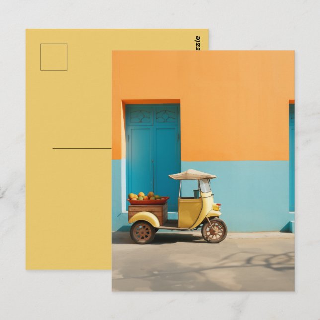 Mango Riksja Scooter Postkarte (Vorne/Hinten)