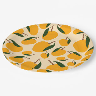 Mango Summer Frucht Muster Pappteller