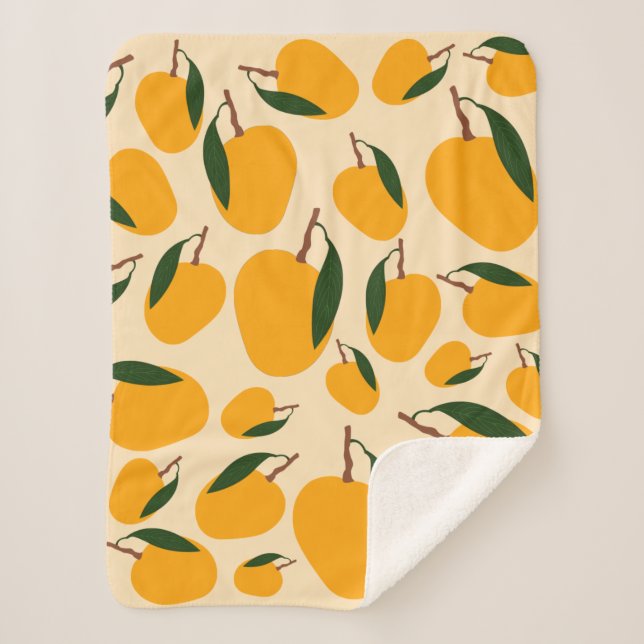 Mango Summer Frucht Muster Sherpadecke (Vorderseite)