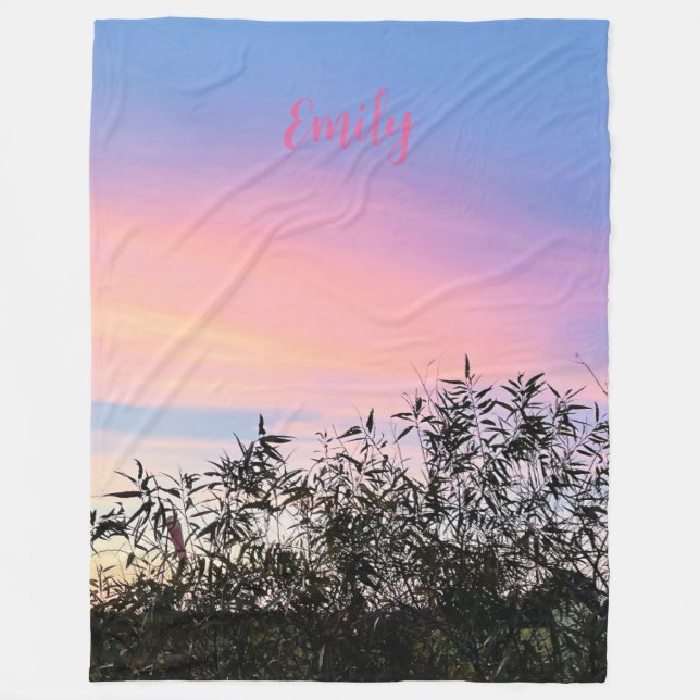 Mango Sunset Sky Blue Pink Blanket Fleecedecke (Vorderseite)