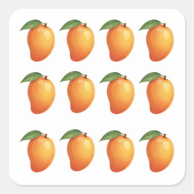 Mangofrucht  quadratischer aufkleber (Vorderseite)