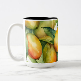 Mangofrüchte und Blätter  Zweifarbige Tasse