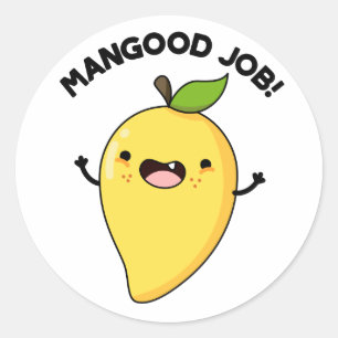 Mangood Job Funny Mango Obstpuppe Runder Aufkleber