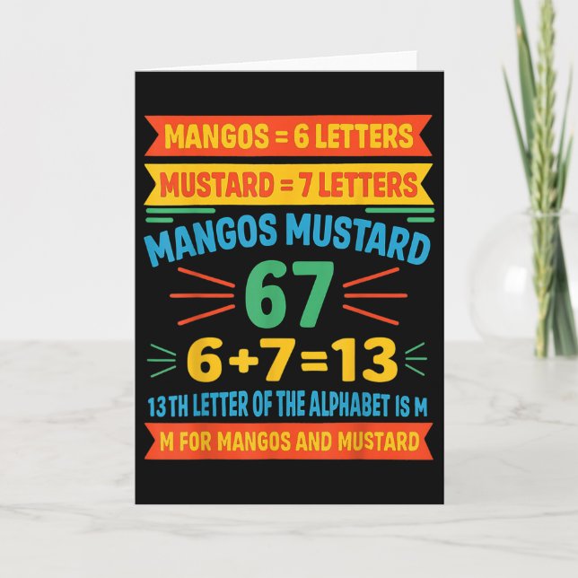 Mangos Senf 67 Tee Lustiger Alphabet-Code M Meme F Karte (Vorderseite)