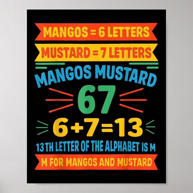 Mangos Senf 67 Tee Lustiger Alphabet-Code M Meme F Poster (Vorne)