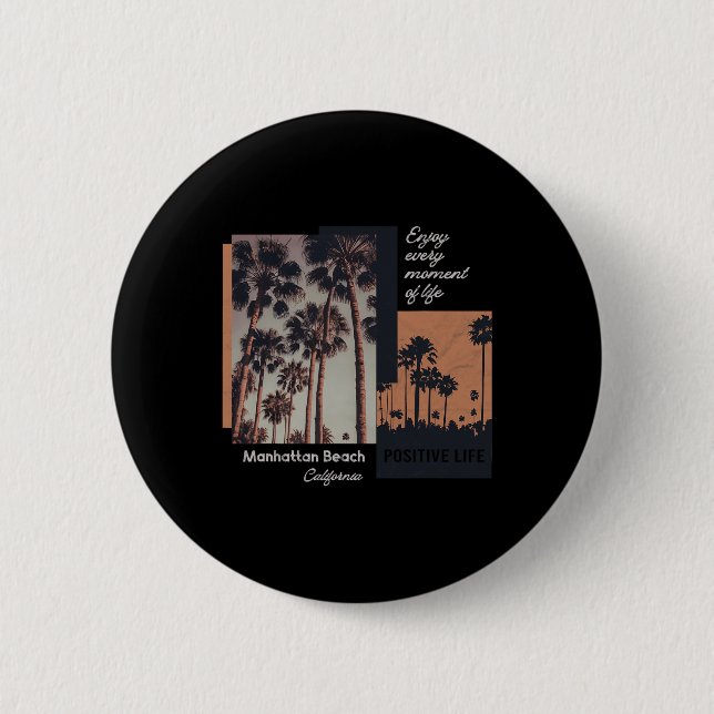 Manhattan Beach California Ca Retro  Button (Vorderseite)