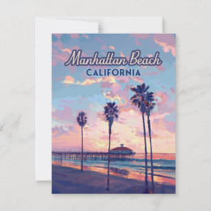 Manhattan Beach California Los Angeles Retro Card