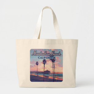 Manhattan Beach California Los Angeles Retro Jumbo Stoffbeutel