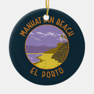 Manhattan Beach California Reise Kunst Vintage Keramik Ornament