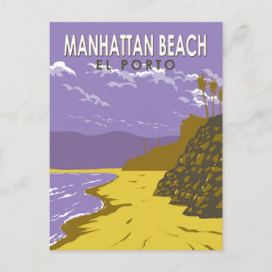 Manhattan Beach California Reise Kunst Vintage Postkarte