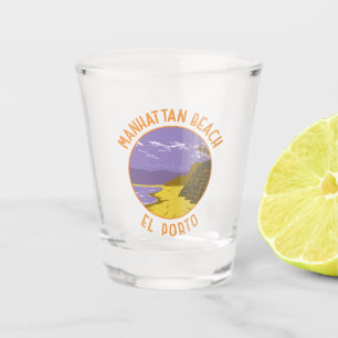 Manhattan Beach California Reise Kunst Vintage Schnapsglas