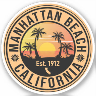 Manhattan Beach California Retro Sunset Souvenirs Aufkleber