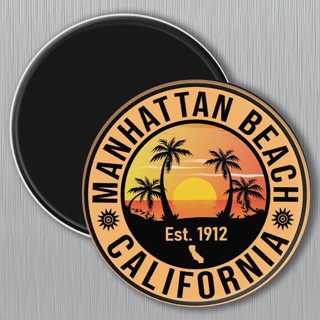 Manhattan Beach California Retro Sunset Souvenirs Magnet (Von Creator hochgeladen)