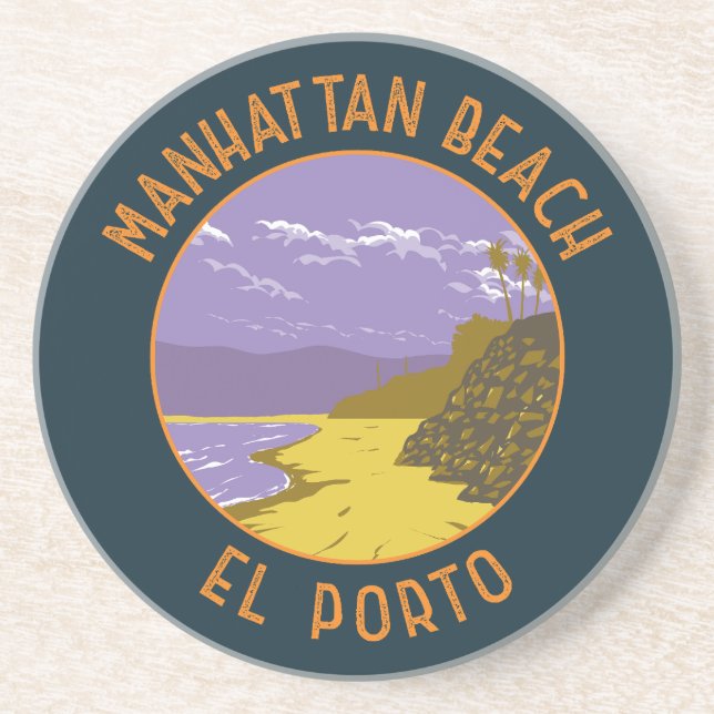Manhattan Beach California Vintag Getränkeuntersetzer (Vorne)