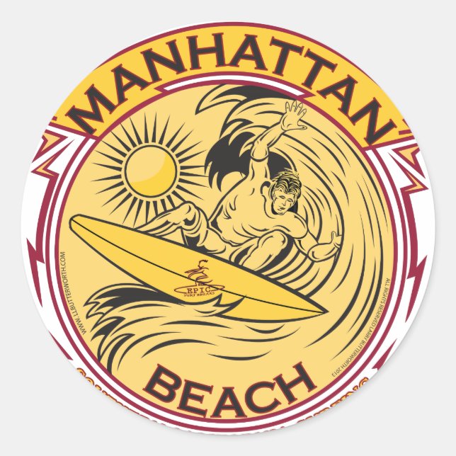 MANHATTAN BEACH KALIFORNIA RUNDER AUFKLEBER (Vorderseite)