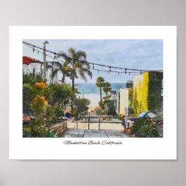 Manhattan Beach, Kalifornien Aquarell Print Poster