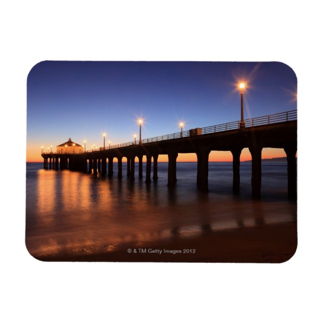 Manhattan Beach Pier bei Sonnenuntergang, Kaliforn Magnet (Horizontal)